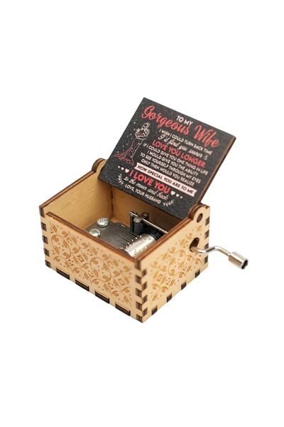Generic Brand EITHEO Wooden Music Box Antique Carved Hand Crank Black Gorgeou...