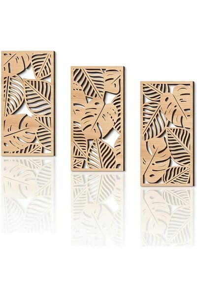 Generic 3-Piece Boho Wooden Wall Art Decor Set, Minimalist Laser-Cut Hollow S...