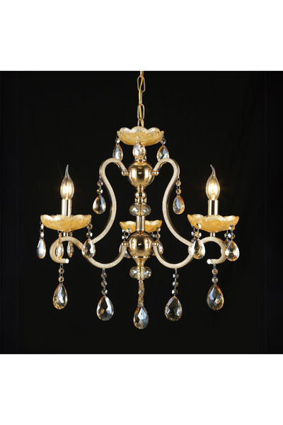 RFAN Chandelier RFAN, Model 666-3, with Crystal Beads, Metal, 3 x E14, Gold