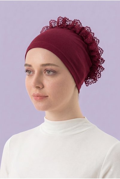 MyReal Ruffled Bonnet with Lace and Combed Cotton Ties - Volume-Enhancing Bun Bonnet