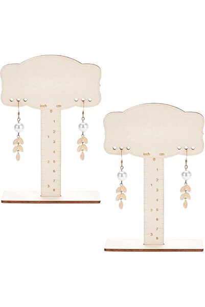 Generic Tazweeq 2 Pcs Earring Measurement Display Stand, Wood Jewellery Earri...