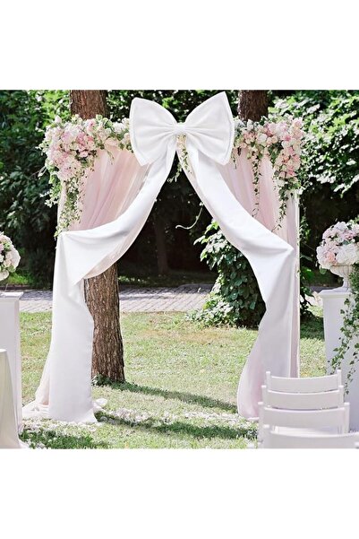 Generic Satin Bow Decoration, Oversized White Adjustable Bow with Flexible Lo...