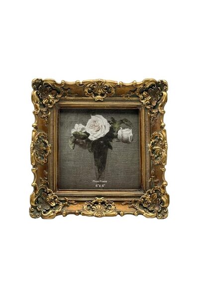 Generic Brand CISOO 4x4 Vintage Small Picture Frame, Antique Ornate Bronze Go...