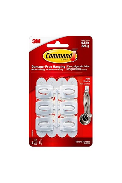 Generic Command Small Hooks White color, 6 hooks + 8 strips/pack | Holds 225 ...