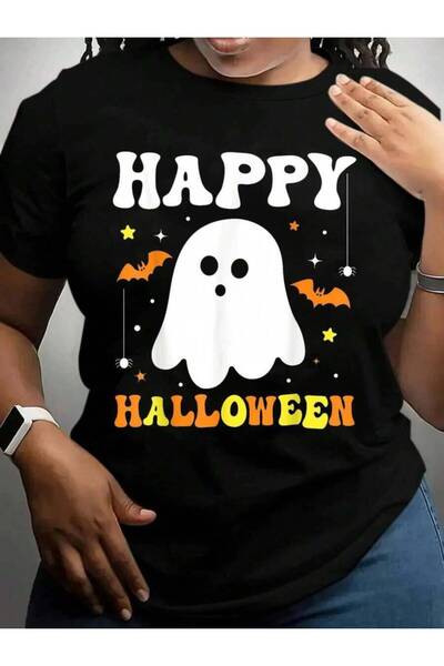 9JY Trick Or Treat Ghost Happy Costumes Halloween Black Graphic T Shirts Tee