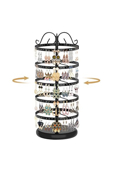 Generic MODOWEY 5 Tiers Metal Rotating Earring Holder Organizer, Exquisite Je...