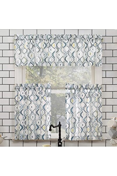 Generic Brand No. 918 Barker Geometric Semi-Sheer Rod Pocket Kitchen Curtain ...
