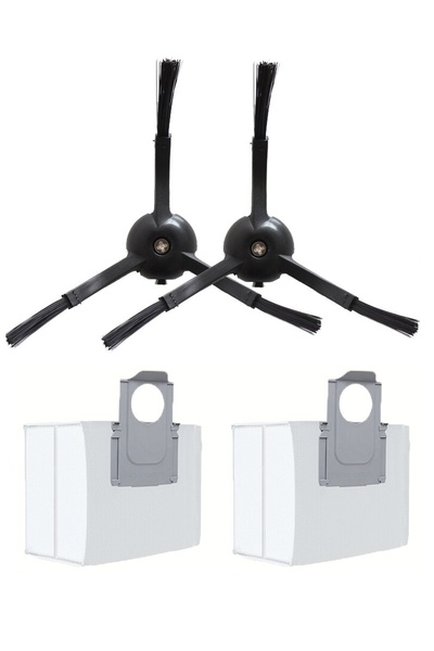Rovexa 2 perii laterale negre compatibile cu Roborock Q8 și Q8 Max, 2 saci de...
