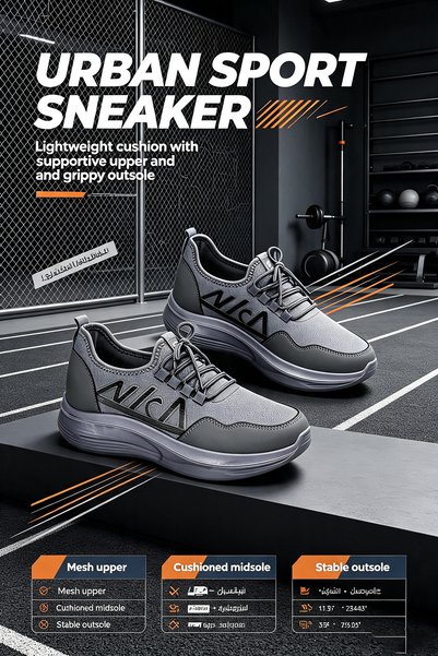 NajdEva Shop Saudi‑Produced Men’s Casual Athletic Sneakers, Breathable Mesh U...