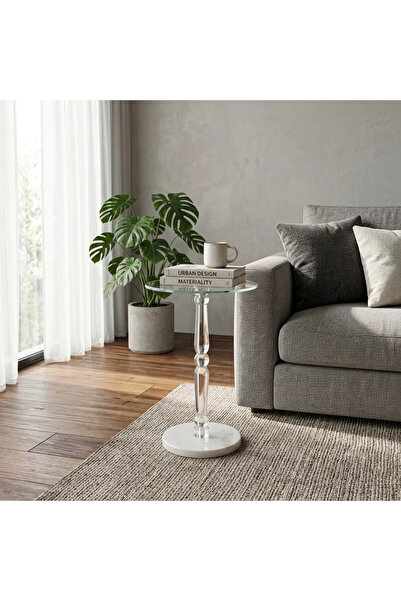 Al Hadaya Mall Glass Service Table with Elegant and Distinctive Design - Tran...