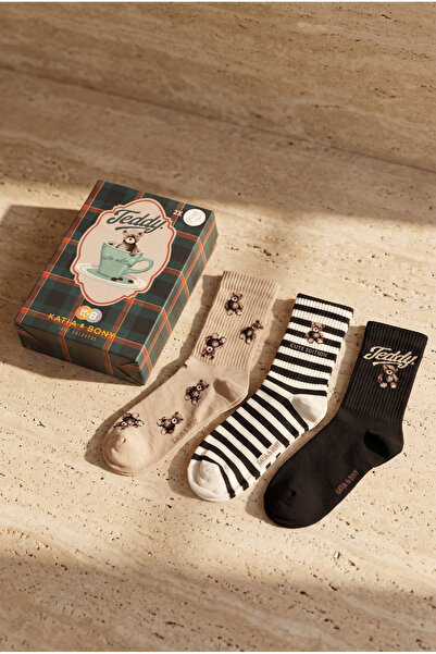 Katia&Bony Unisex Teddy Boxed 3-Piece Cotton Socks Multi-Colored
