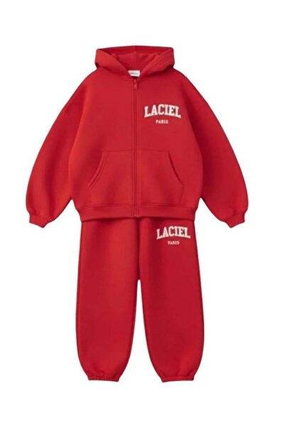 NOBLEKIDS La Ciel Paris Kids Hooded Tracksuit Set Red