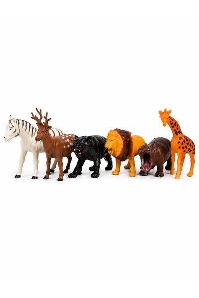 Rally Wild Animal Figures Set for Kids, 6 Pieces – Zebra, Gazelle, Cheetah, Lion, Hippopotamus, and Giraffe – Realistic Plastic Animal Toys for Learning and Imaginative Play – Educational Toy for Boys