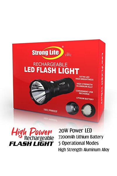 STRONG LIGHT Strong Lite Rechargeable LED FLASH LIGHT SRL9900HP Black 16cm.