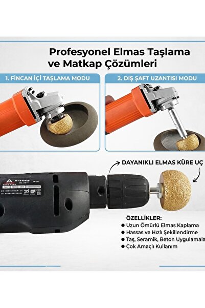 lstri Elmas yuvarlak kafa taşlama Ahşap Oyma Çapak Ekici Tamir Kiti Makine Parlatma Taş Elmas Döndürmek M10 40mm Aşınmaya Dayanıklı Elmas Taşlama Ucu Mermer, Seramik, Taş avuç içi Taşlama ucu