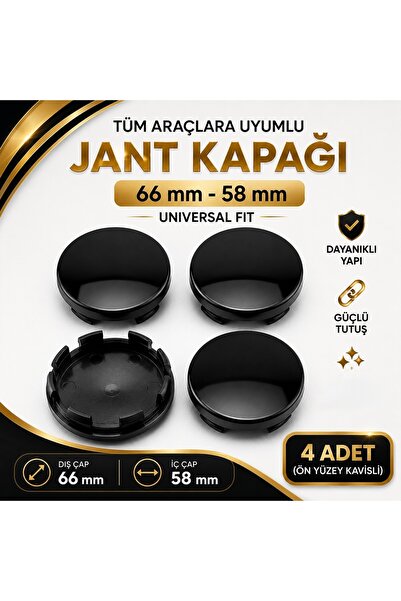 MemoDigital Jant Göbek Kapağı Dış Çap 66 mm - İç Çap 58 mm 4 Adet