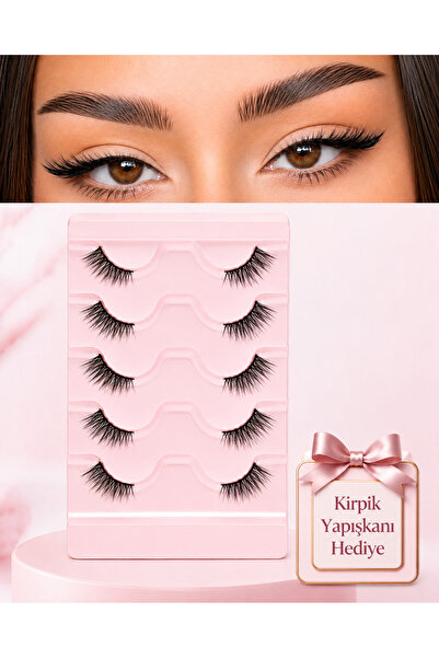 rair 4D Yarım Takma Kirpik 5 Çift – Doğal ve Yoğun Hacim Veren, Çekik Badem G...