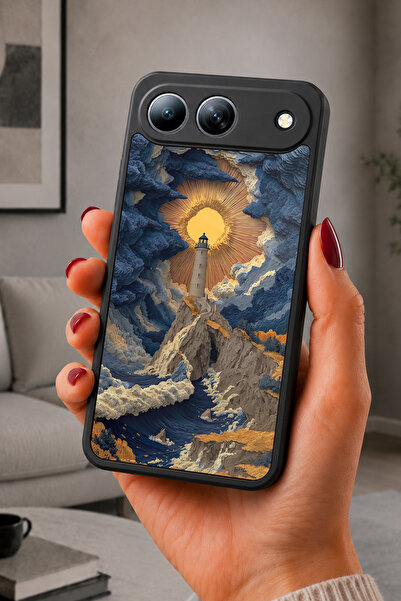 TECNO Spark 40 5G Uyumlu Lacivert Altın Deniz Feneri Desenli Parlak Baskılı K...