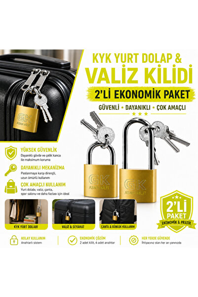 Vi Caro Yellow Padlock with Short and Long Pins – Security Lock for Cabinet, ...