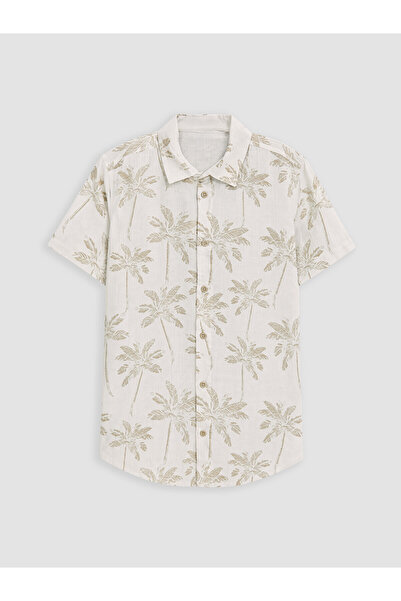 LC Waikiki Nevavm Palm Tree Patterned Boy's Shirt with a Difference