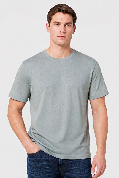English Laundry Men Crew Neck Short Sleeve Textured T-Shirt, Sage Green