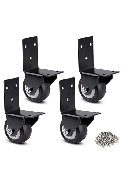 Generic Side Mount Casters, 2 Inch L-Shaped Small Rubber Caster, Set of 4 wit...