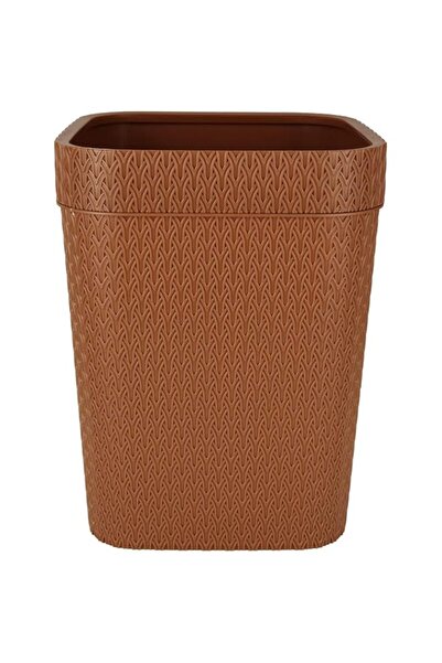Generic Waste Bin 12L, Rattan-Pattern Plastic Waste Paper Basket for Bedroom,...