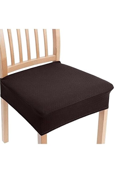 Generic Stretch Jacquard Dining Chair Seat Covers, Brown, Removable Washable ...