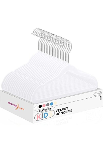 Generic HOUSE DAY 14 Inch Kids Velvet Hangers 10 Pack, Durable Big Kids Hange...