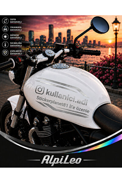 AlpiLeo GÜMÜŞ GRİ Kişiye Özel Inst Kullanıcı Adı Motor Depo Sticker | Vinil K...