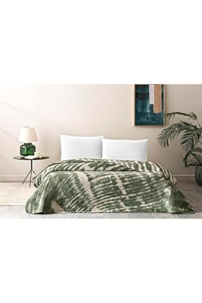 syncticaret Taç Vivien Patterned 100% Cotton Cotton Blanket, Khaki, Double Size
