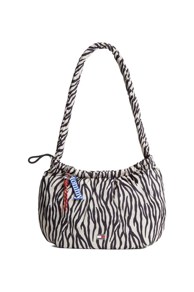 Tommy Hilfiger Siyah Kadın Omuz Çantası TJW ICON CHARMS ZEBRA HOBO