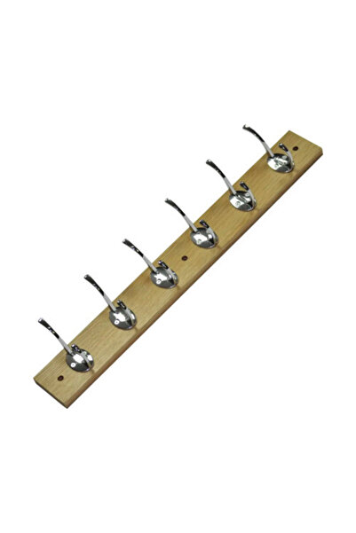 OEM Cuier pentru mobilă cu 6 cârlige 90x500x60mm, lemn stejar/metal crom