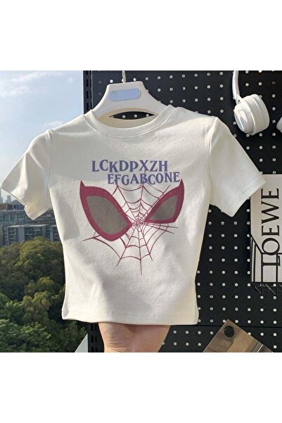 Minga London White Croptop with Spider Eye Pattern