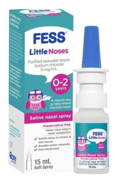 FESS Little Noses Saline Nasal Spray for Babies 0-2 Years, 15ml