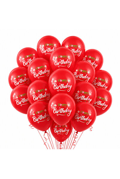 Ropet Set 50 Baloane Latex Happy Birthday, Rosu, 30 cm,