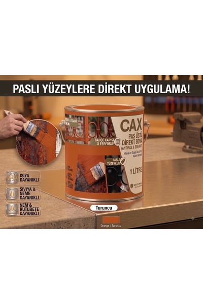 caxcolors CAX Pas Üstü Direkt Uygulanan Antipaslı Sentetik Metal Boyası 1 Lit...