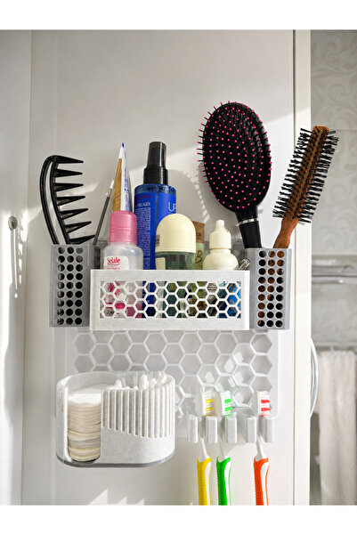 Lmz Design Modular Interlocking Honeycomb Bathroom Organizer Adhesive Organiz...