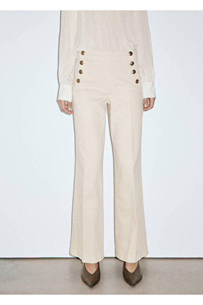 MANGO Woman Yanı düğmeli wide leg jean