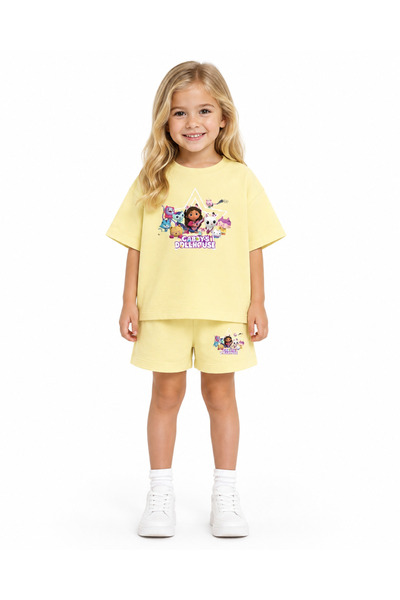 fasardi Gabby's Dream House Printed Oversize 100% Cotton T-Shirt Shorts 2-Pie...