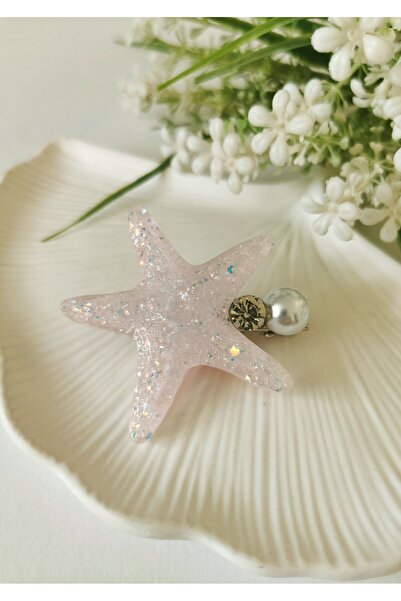 Halley Concept Sparkling Light Pink Stone and Pearl Detailed Starfish Clasp 5...