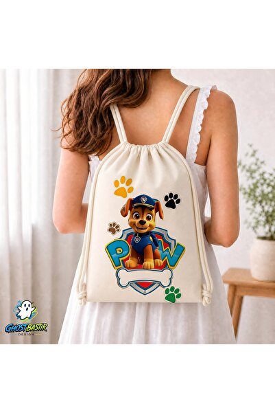 Ghostbastır Design Paw Patrol Drawstring Linen Bag C223