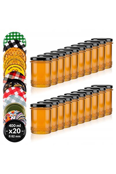 SuperButelki Set Borcane din Sticla cu Margine Si Capace Fi 82 mm, 400 ml, 10...