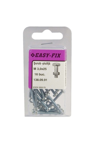 OEM Винт с полуобла глава, кръстат шлиц, с гайка, Easy-Fix, стомана, поцинков...