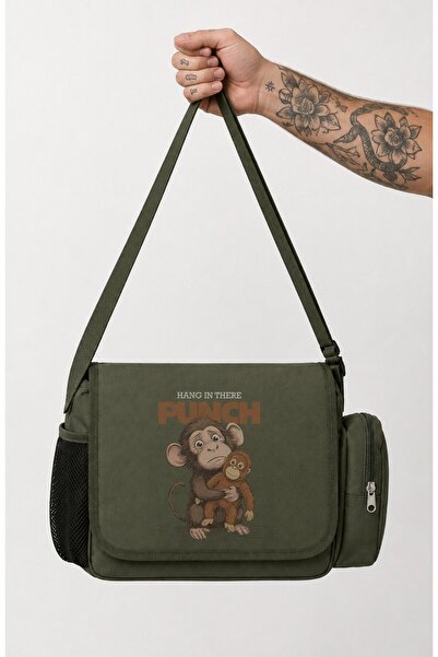Fuddy Moda Unisex Lonely Monkey Punch Printed Messenger Bag