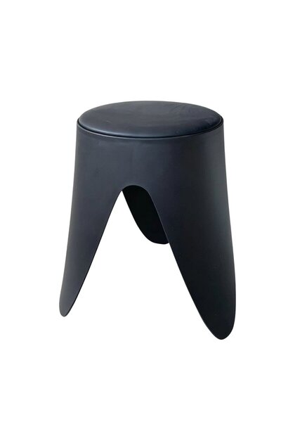 OEM Taburet Iris, fix, rotund, plastic, negru, 45 x 45 x 46 cm