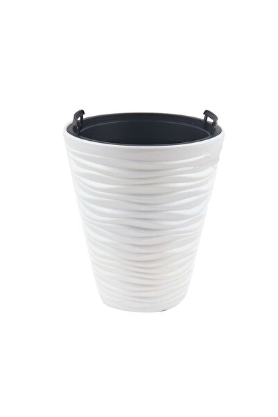 OEM Ghiveci din plastic Sand, cu masca, alb, D 38.8 cm