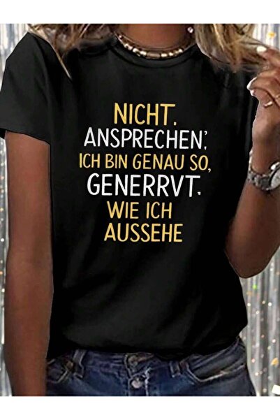 25W Oversized Women's Loose Fit, Flat Print Not Text In German T-Shirt, Short...