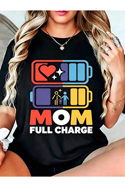 kai22 تي شيرت نسائي كاجوال مضحك برسومات "Mom Full Charge Battery" هدية صيفية ...