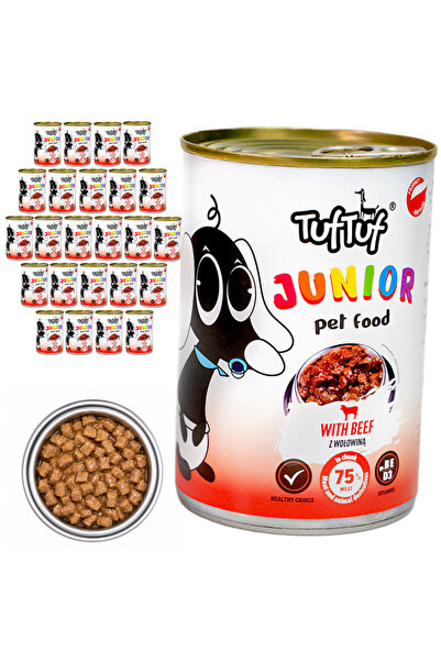 Tuf Tuf TufTuf Junior hrană completă pentru căței Vită Conservă 24x415g Bucăți